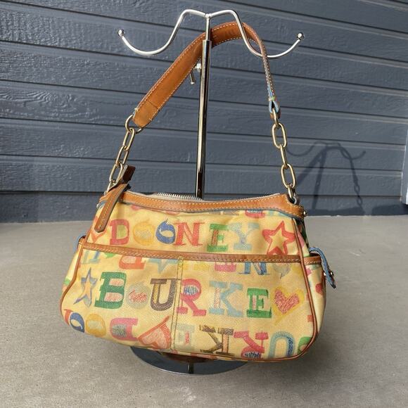 Small Vintage Dooney & Bourke Graffiti Purse Handbag rainbow zipper chain Rare